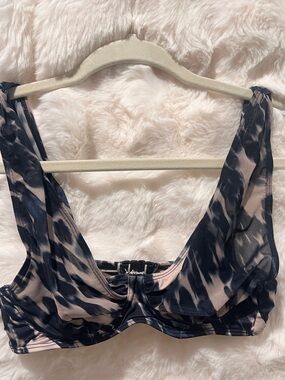 ASOS Black and Beige Animal Print Bikini Top